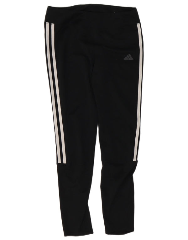 Adidas Womens Crop Leggings UK 12/14 Medium Black Polyester Sports