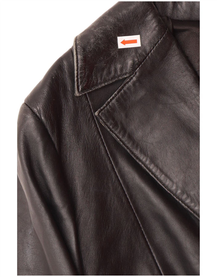 Vintage læderfrakke til kvinder UK 14 Medium sort læder