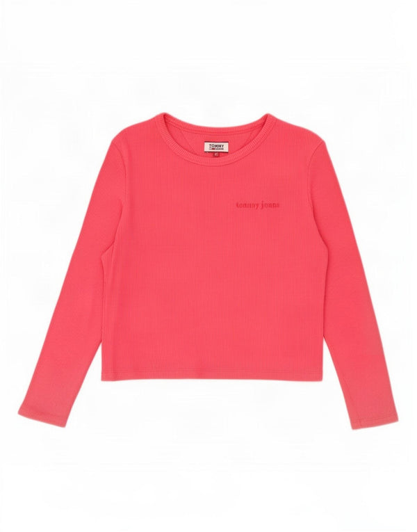 Tommy Hilfiger Dame Crop Top Langærmet UK 6 XS Pink Bomuld