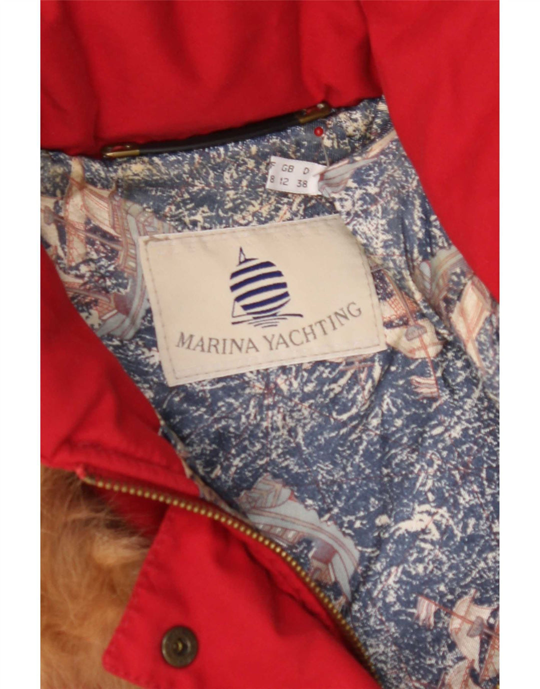 Marina Yachting Dame Hætte Oversized Polstret Frakke UK 12 Medium Rød