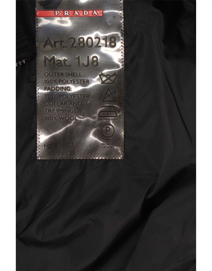 Prada Polstret Frakke IT 42 Medium Sort Polyester