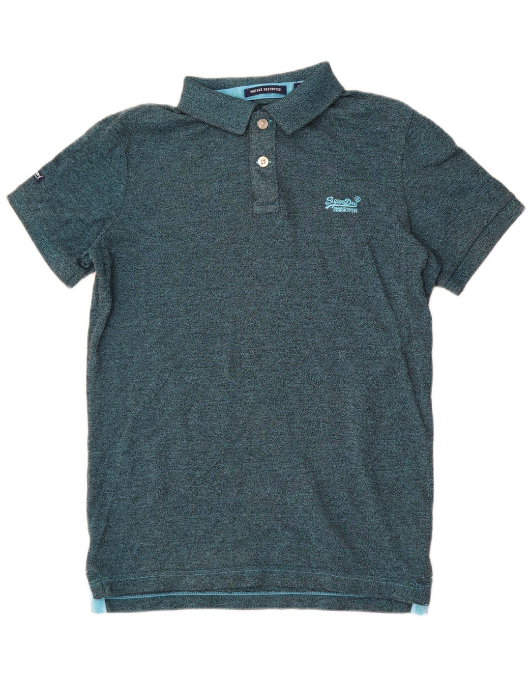 Superdry Poloskjorte til mænd, mellemgrøn flekket polyester