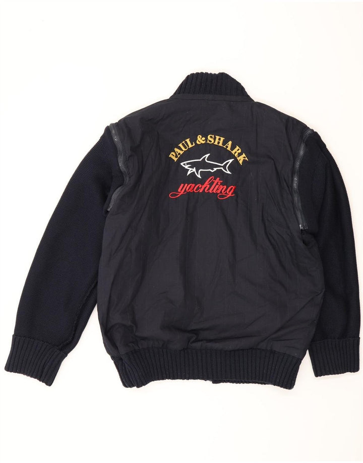 Paul & Shark Herre strik grafisk vendbar jakke UK 40 Large Navy Blue