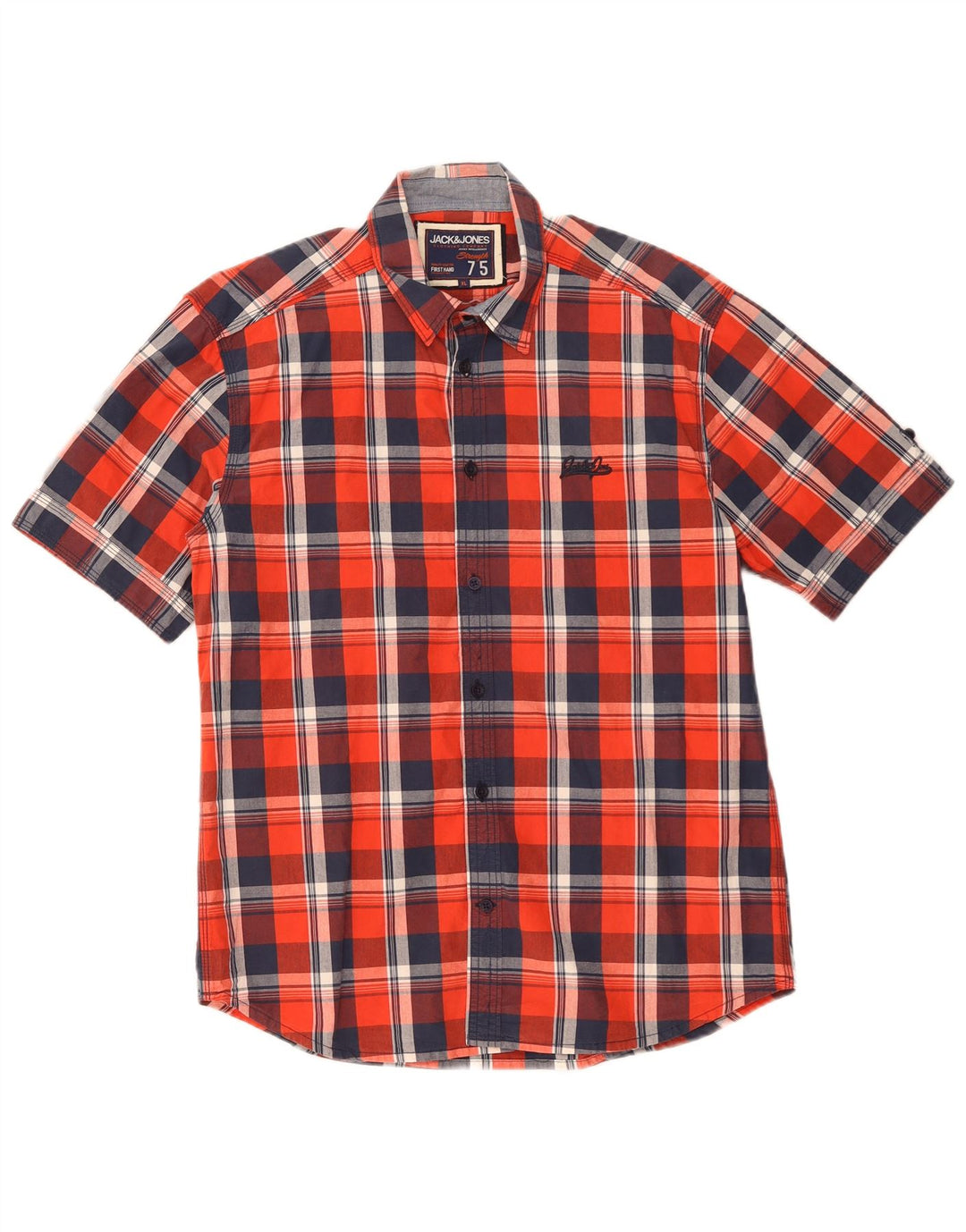 JACK & JONES Kortærmet herreskjorte XL Rød ternet bomuld