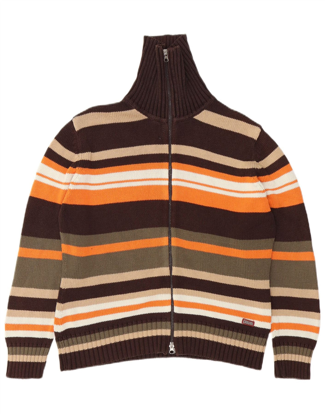 VINTAGE Dame cardigan sweater UK 14/16 Stor flerfarvet stribet