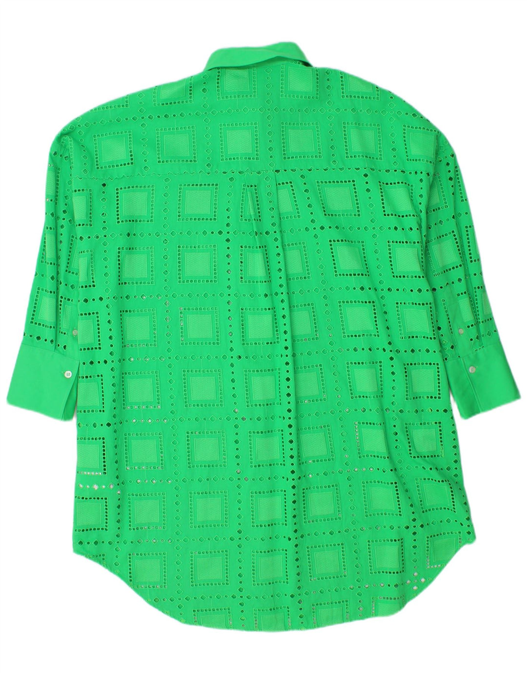 MSGM Kvinder Oversized Skjortekjole IT 40 Medium Grøn Geometrisk Bomuld