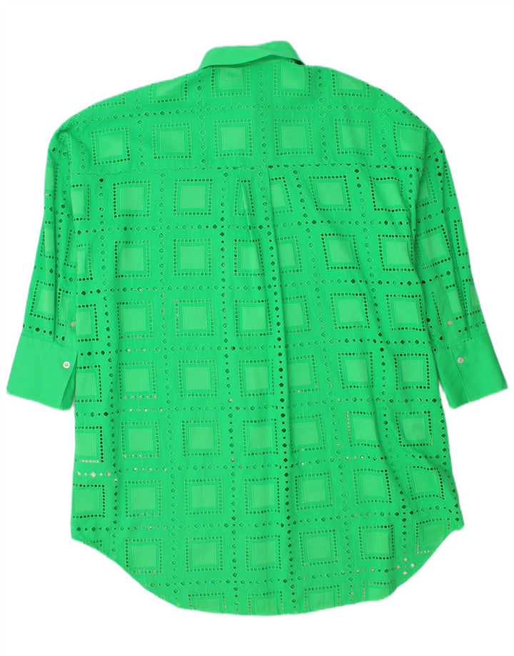 MSGM Kvinder Oversized Skjortekjole IT 40 Medium Grøn Geometrisk Bomuld