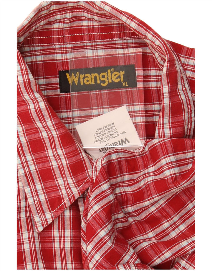 WRANGLER Mens Short Sleeve Shirt XL Red Check Cotton