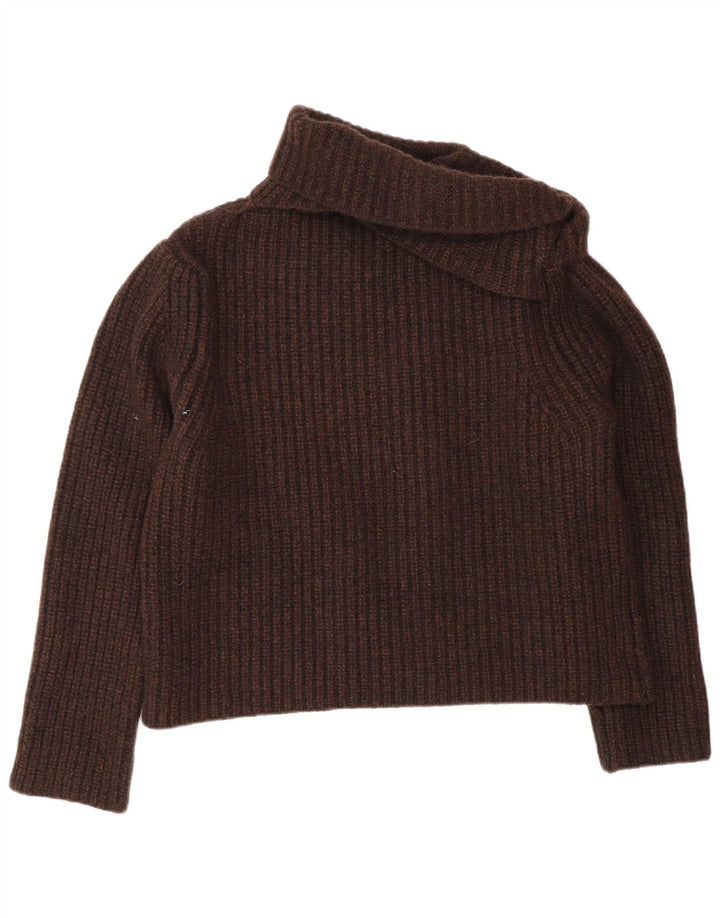 Zara Dame Oversized rullehals sweater UK 10 Lille brun uld