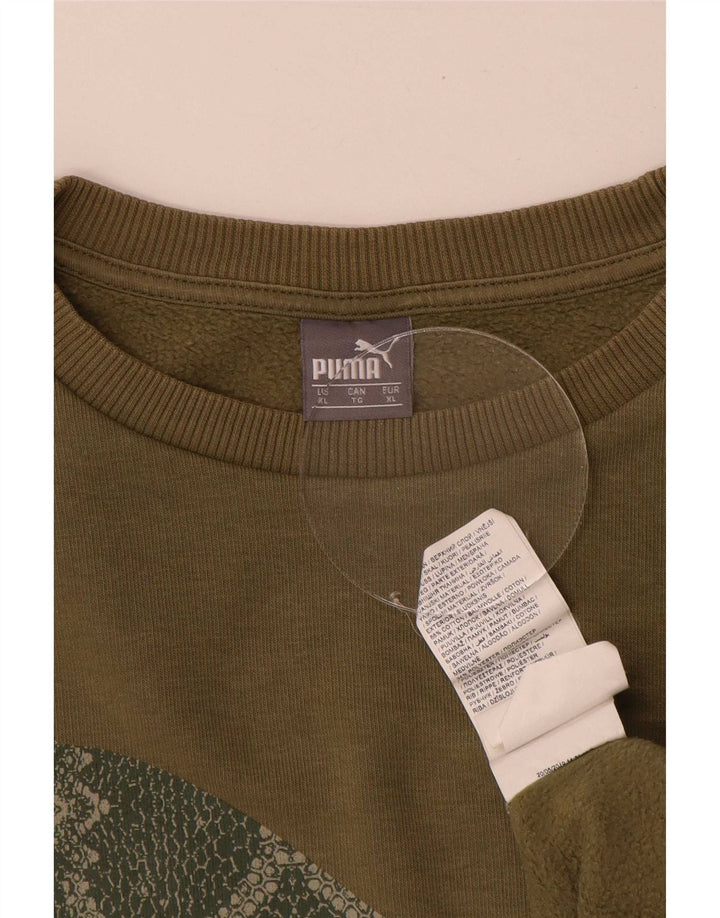 Puma Herre Grafisk Sweatshirt Jumper XL Khaki Bomuld