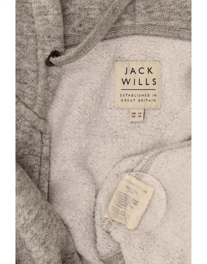 JACK WILLS Dame-hættetrøje med lynlås DK 14 Large Grå Flecked Polyester