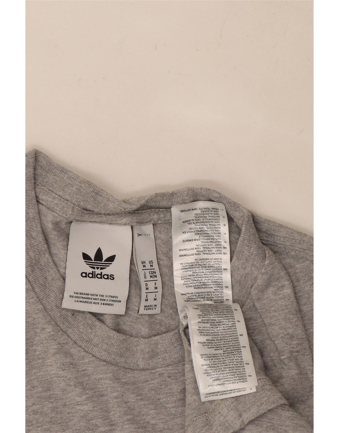 ADIDAS Mens T-Shirt Top Medium Grey Cotton