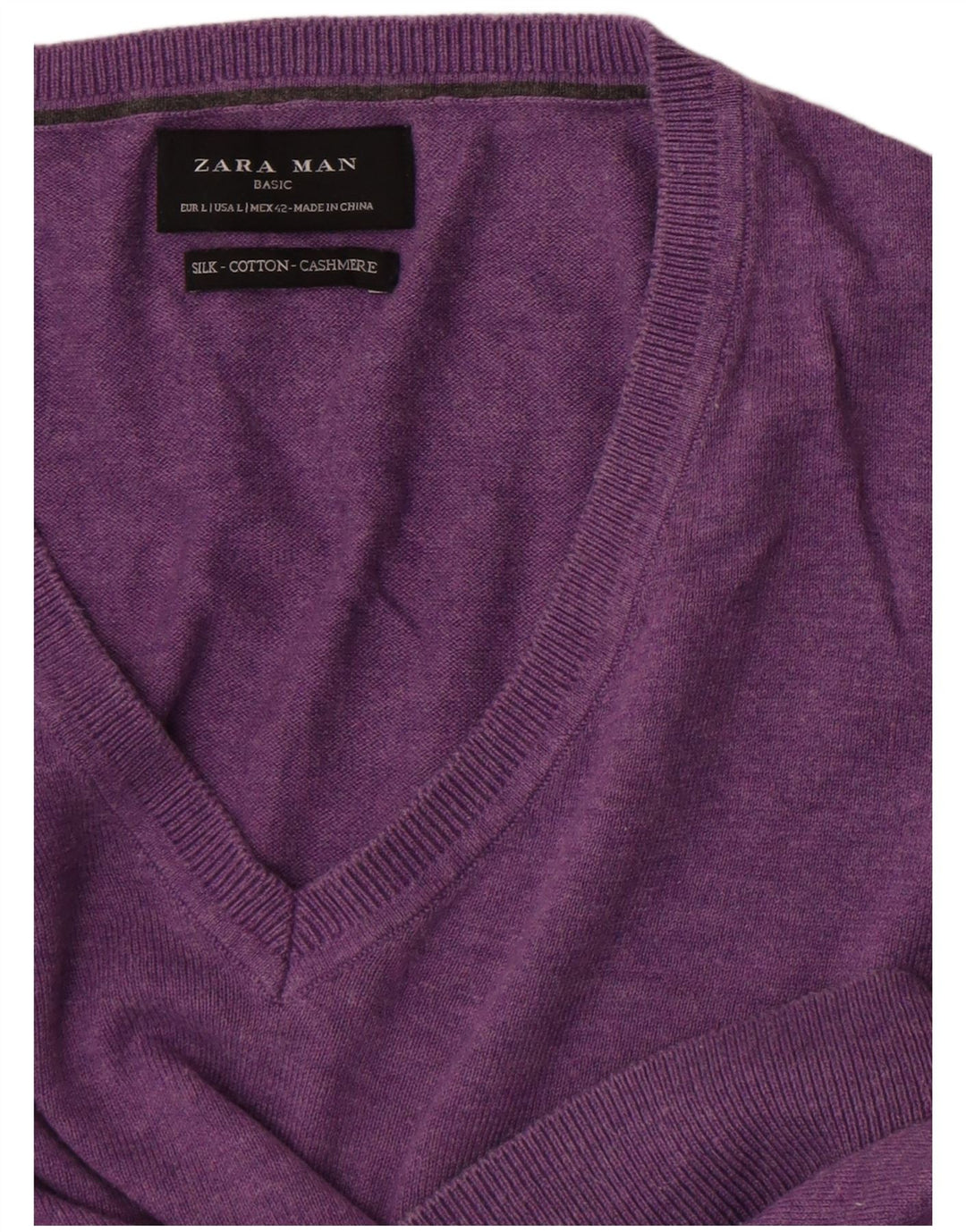 Zara Herre V-hals sweater Stor lilla bomuld