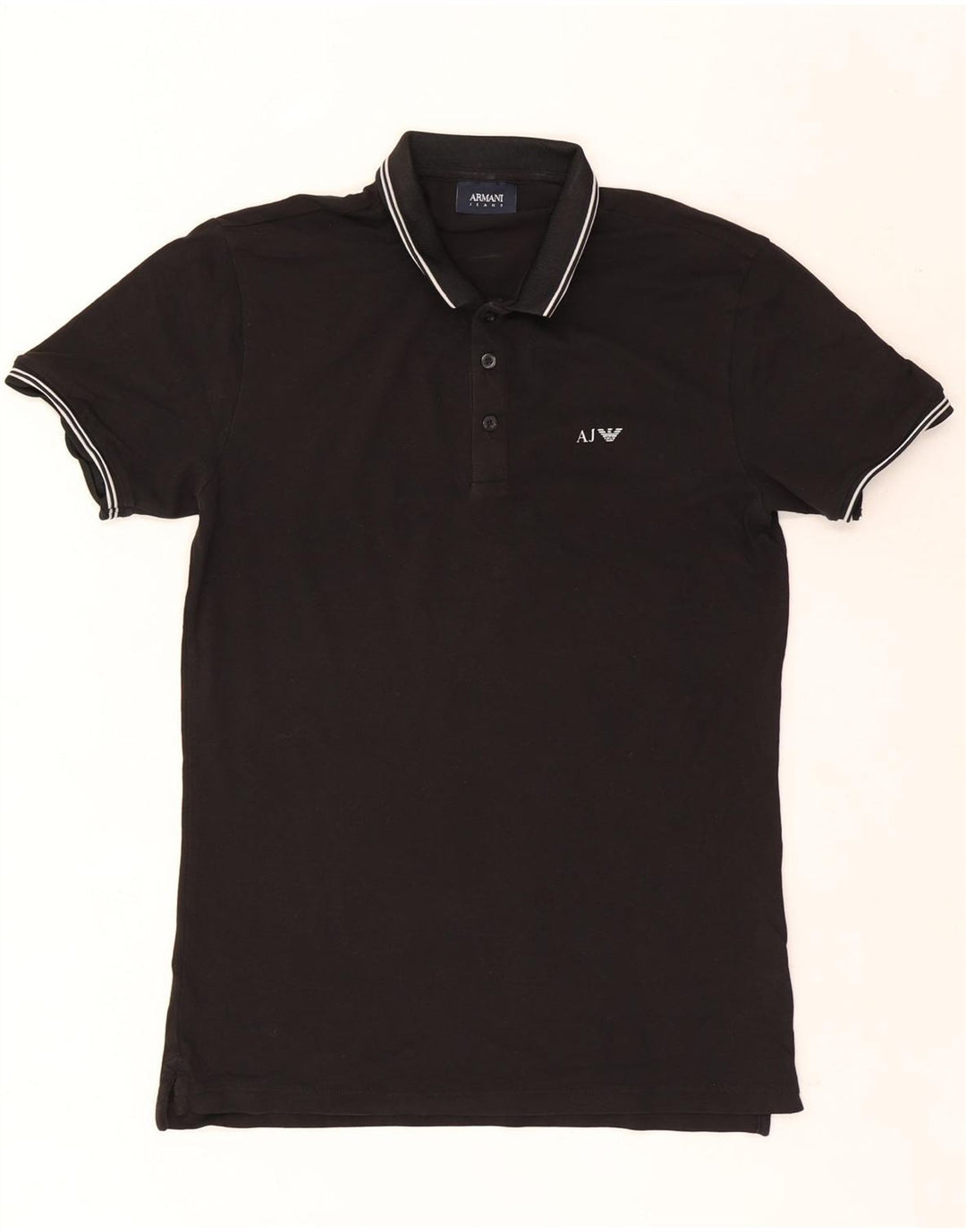 Armani Jeans Poloshirt til mænd Medium sort stribet bomuld