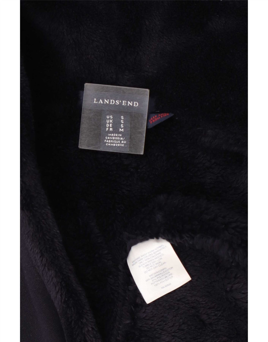 Lands End Dame Oversized hætte Sherpa Overfrakke UK 10 Small Navy Blue