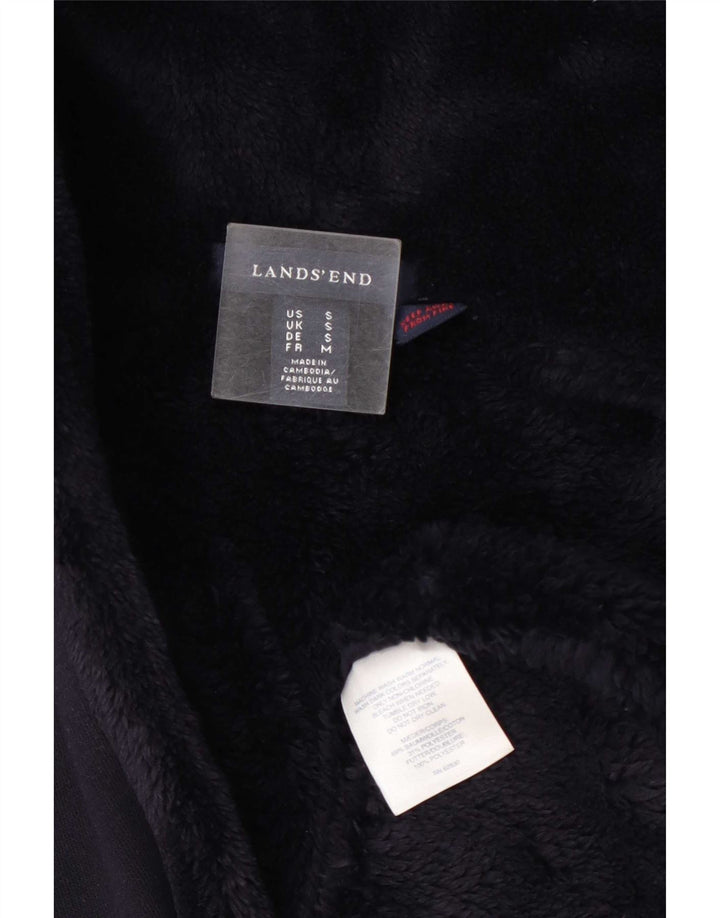 Lands End Dame Oversized hætte Sherpa Overfrakke UK 10 Small Navy Blue