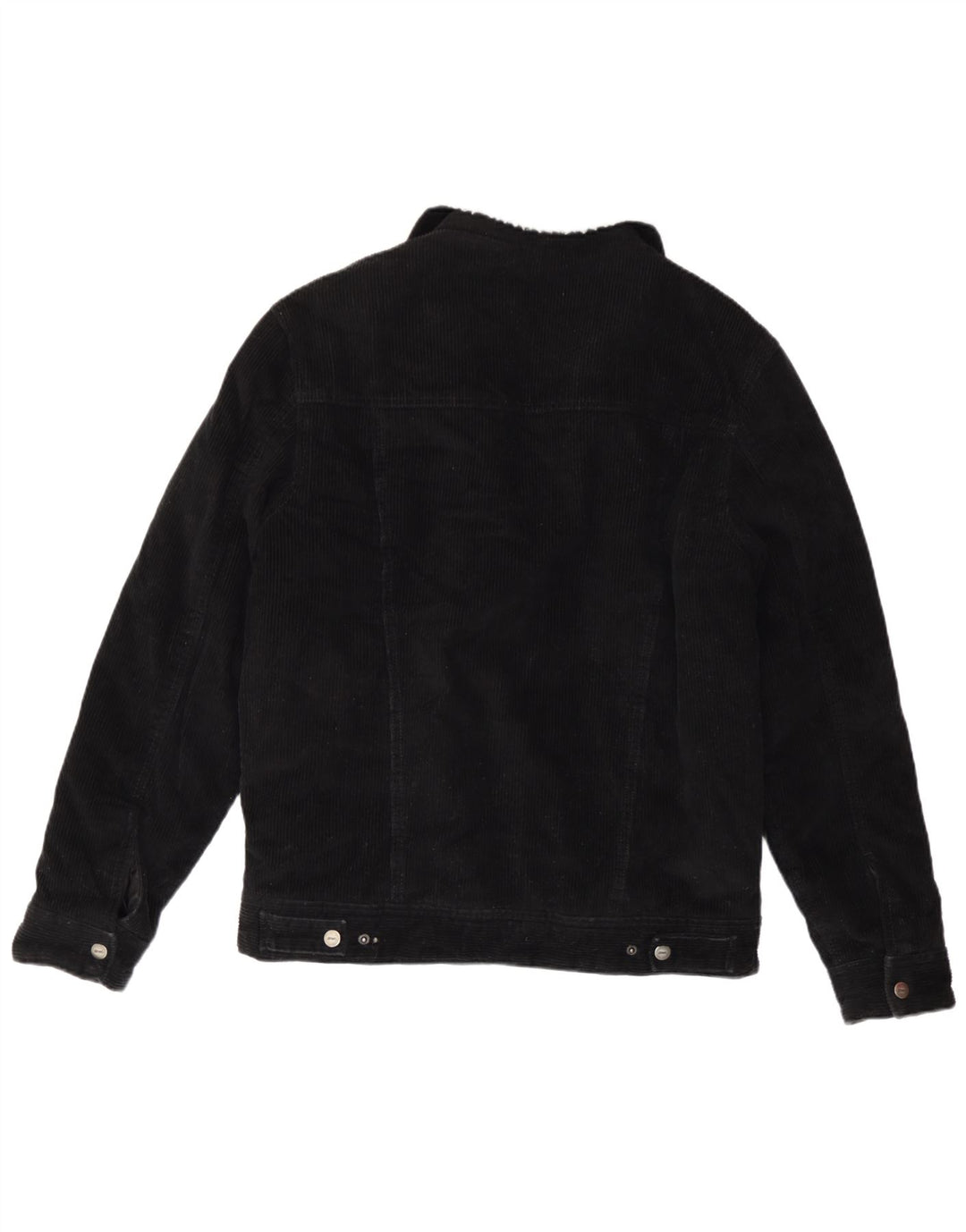 Zara Herre Sherpa Corduroy-jakke UK 38 Medium Sort Bomuld