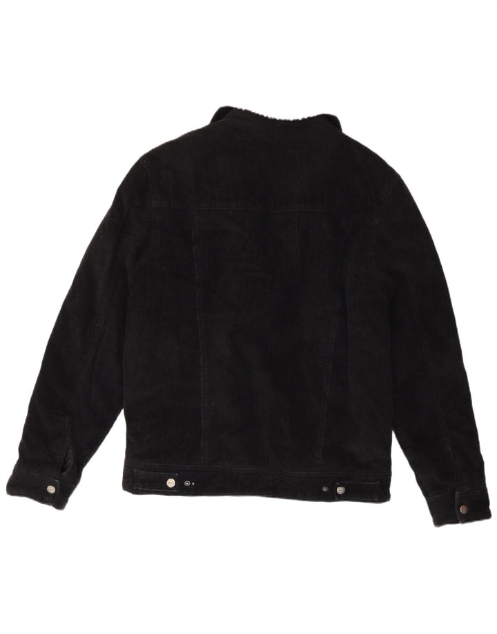 Zara Herre Sherpa Corduroy-jakke UK 38 Medium Sort Bomuld