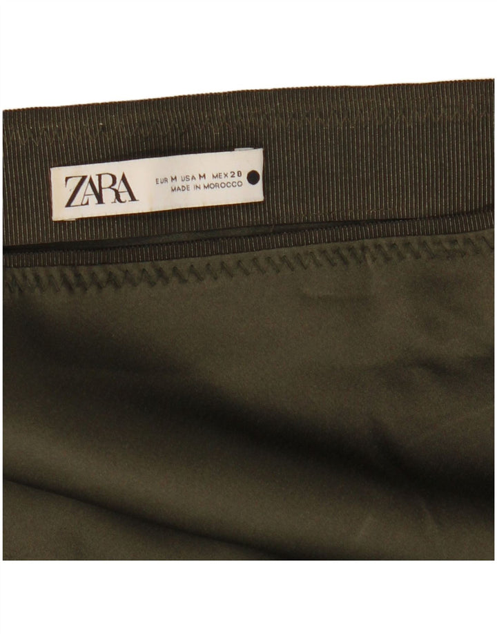 Zara Dame Højtalje Maxi Nederdel Medium W28 Khaki