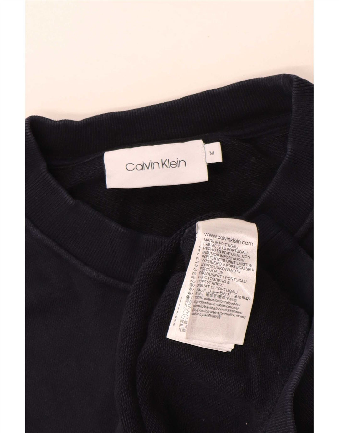 Calvin Klein Herre grafisk sweatshirt Jumper Medium Navy Blue Colourblock