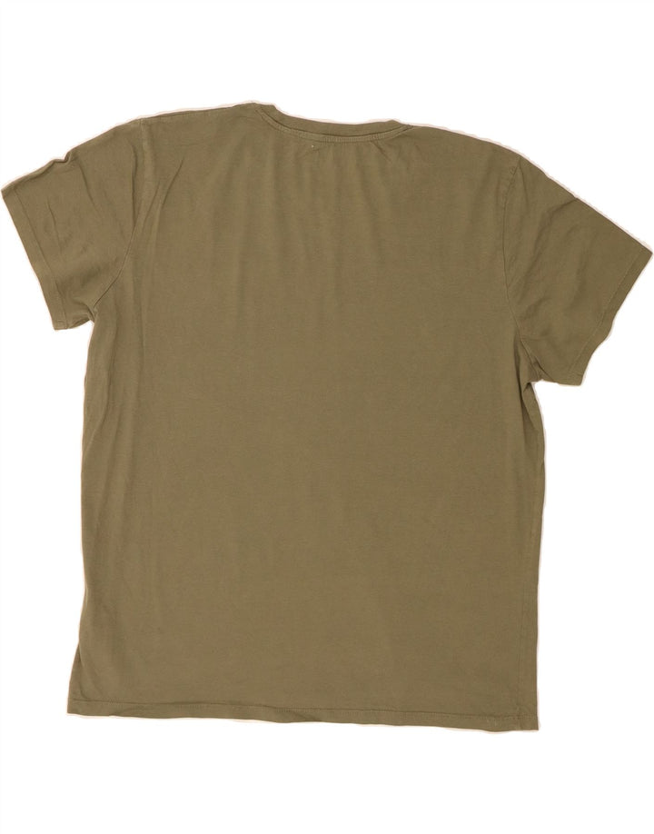 JACK & JONES Mens T-Shirt Top 2XL Khaki Cotton Vintage Jack & Jones and Second-Hand Jack & Jones from Messina Hembry 