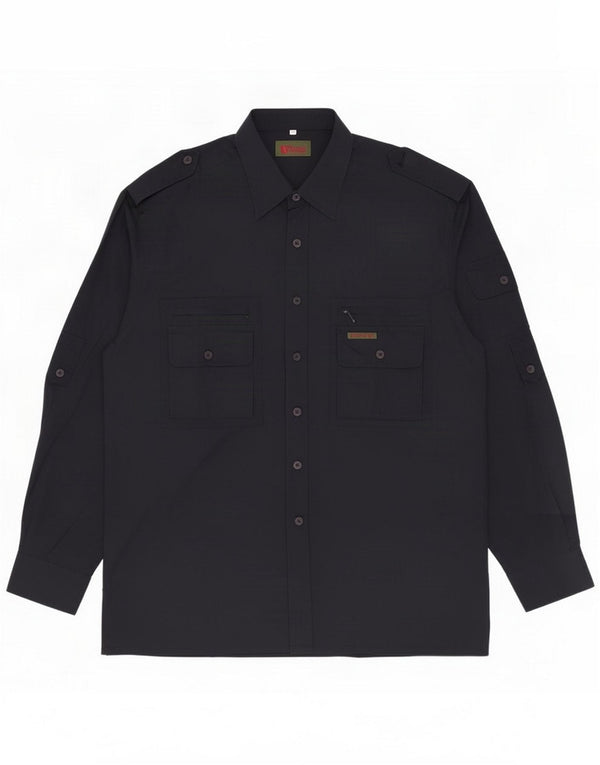 Univers Military Shirt til mænd Størrelse 42 Large Navy Blue Cotton
