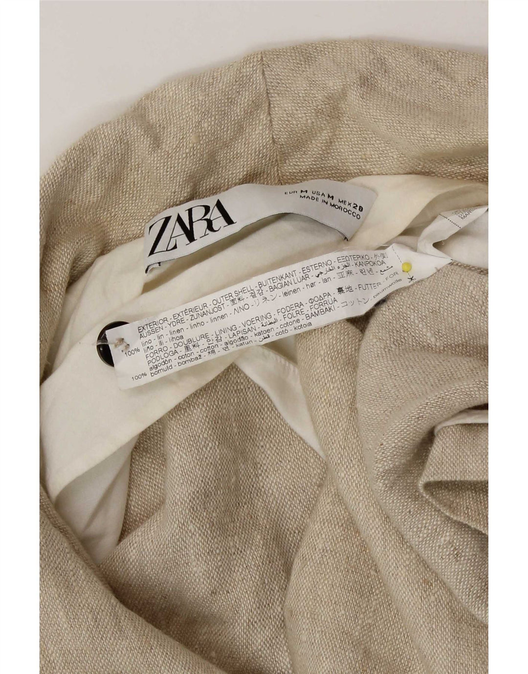 Zara Dame Dobbeltradet Blazer Jacket UK 14 Medium Beige Linen