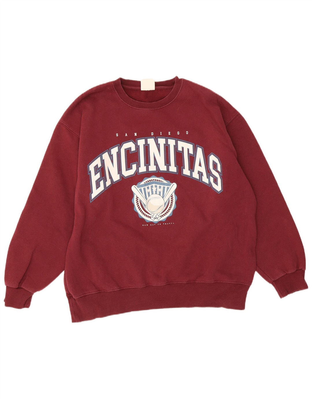 Pull & Bear Dame Grafisk Oversized Sweatshirt Jumper UK 16 Large Maroon