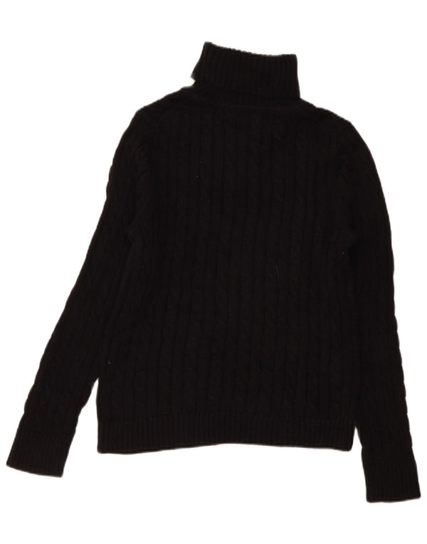 L.L.Bean Womens Roll Neck Jumper Sweater UK 10 Small Black Cotton