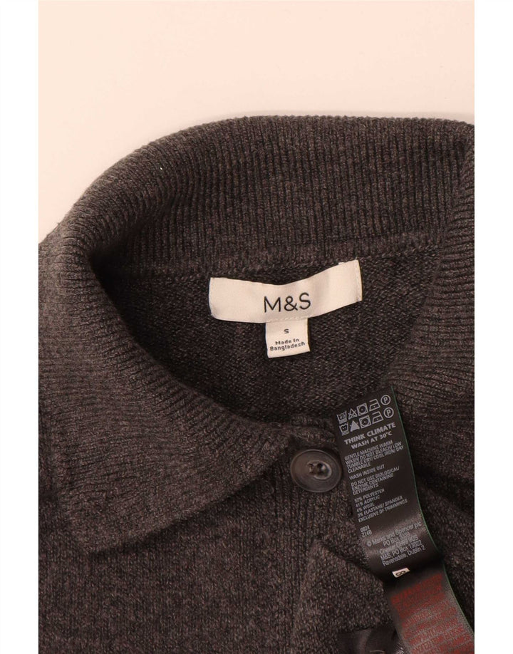 Marks & Spencer Dame Cardigan Sweater UK 10 Small Grå Polyester