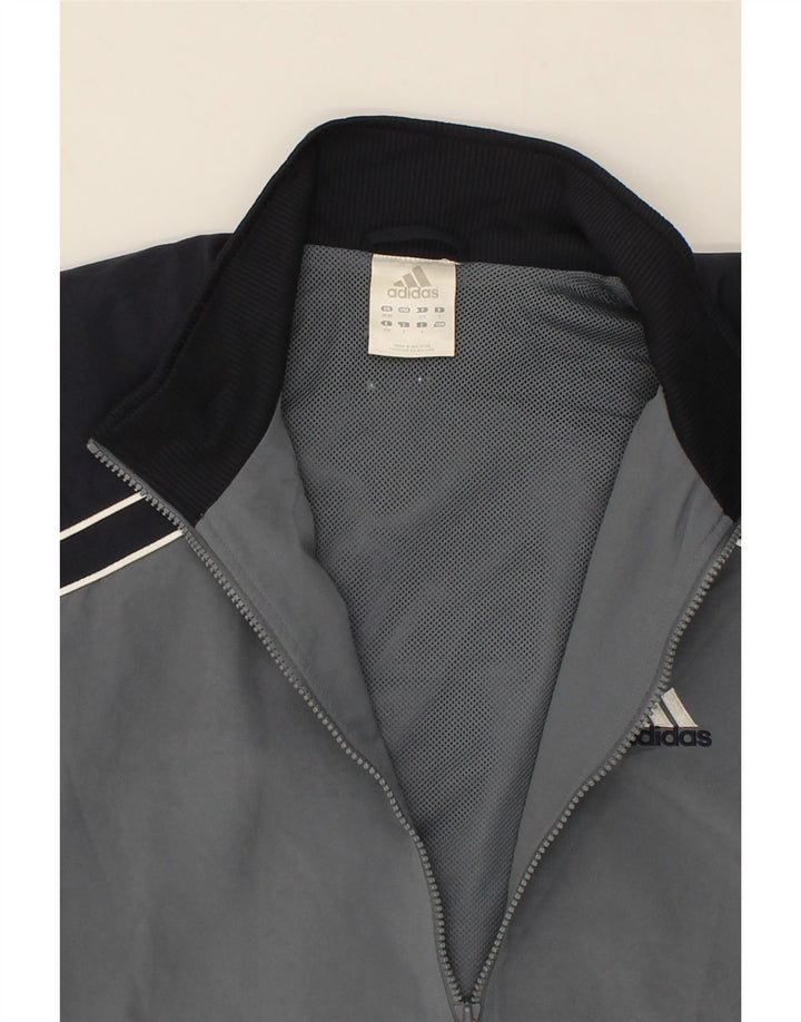 ADIDAS Boys Tracksuit Top Jacket 15-16 Years Grey Colourblock Vintage Adidas and Second-Hand Adidas from Messina Hembry 