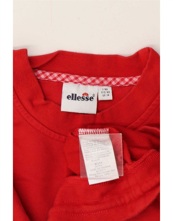 Ellesse Womens Crop Sweatshirt Jumper UK 14 Medium Rød Bomuld
