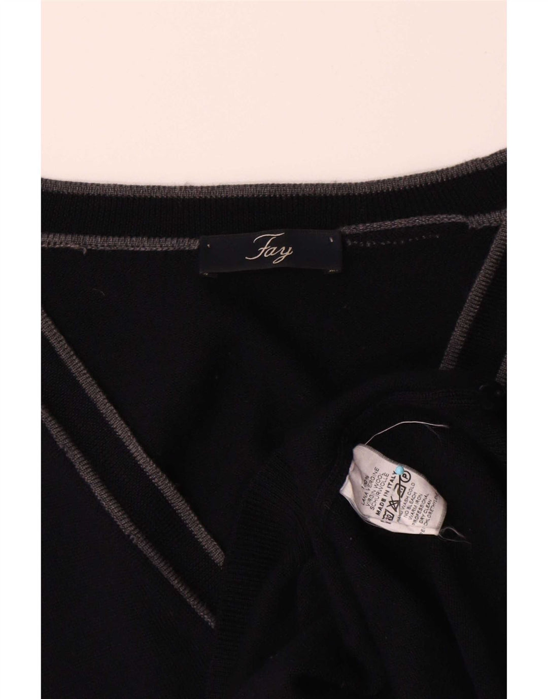 Fay Herre Cardigan Sweater IT 52 Large Navy Blue Virgin Wool