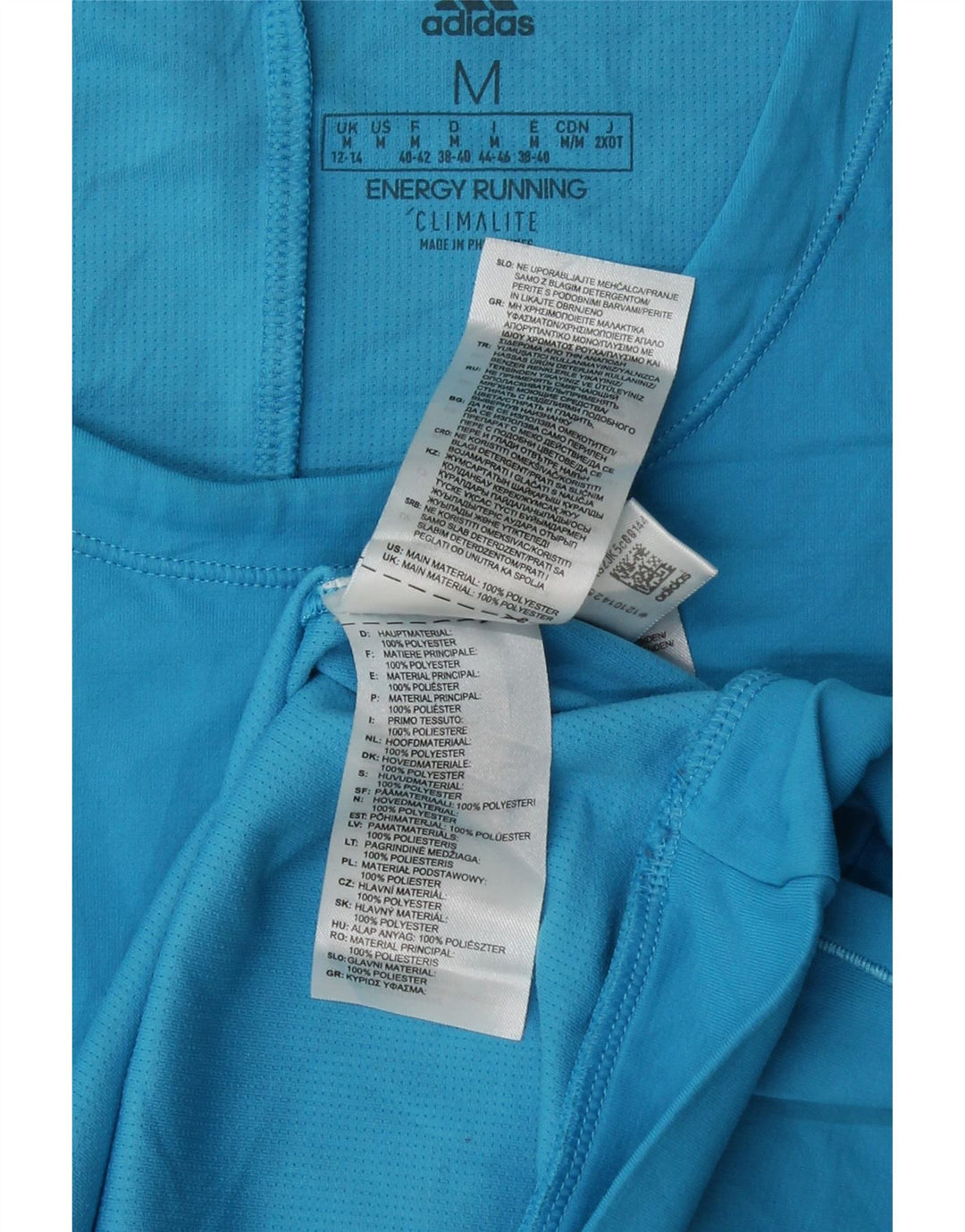 ADIDAS Dame Climalite Top Langærmet UK 12/14 Medium Blue Colourblock