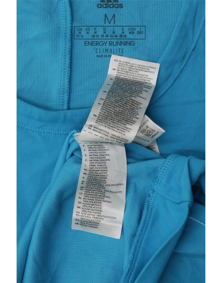 ADIDAS Dame Climalite Top Langærmet UK 12/14 Medium Blue Colourblock
