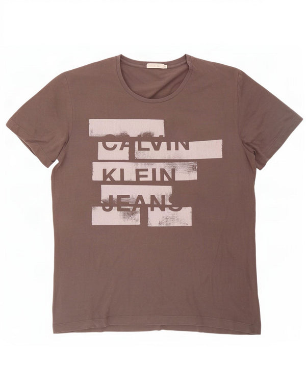 Calvin Klein Jeans Herre grafisk T-shirt Top XL Grå