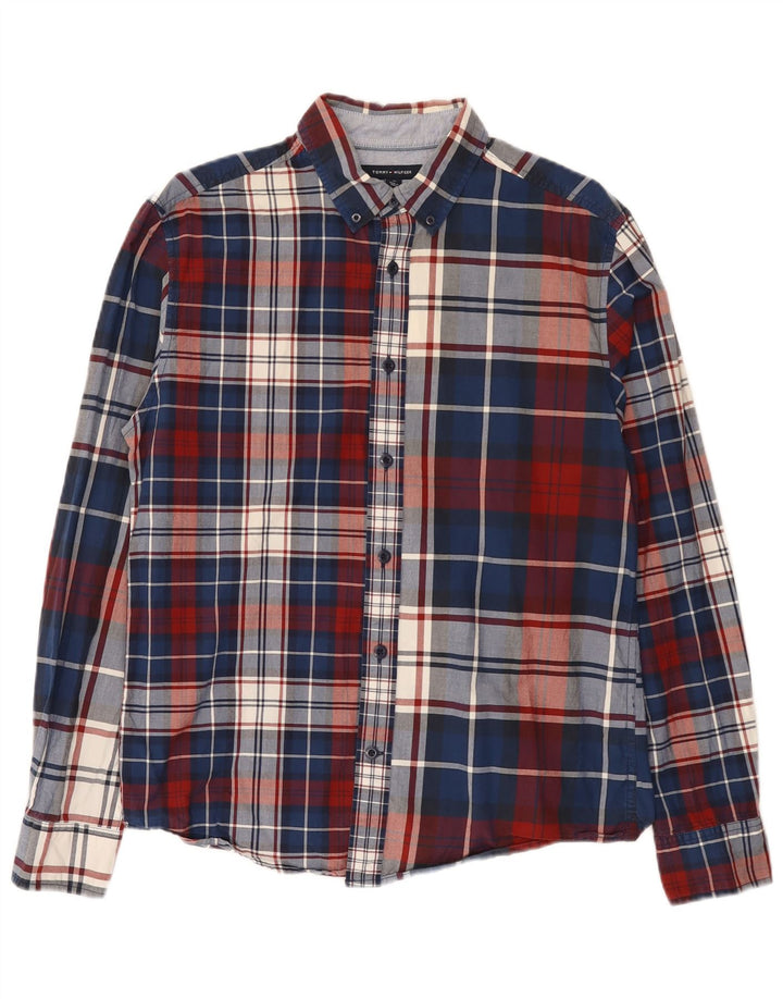 Tommy Hilfiger Herre Regular Fit skjorte Medium Blue Plaid Bomuld