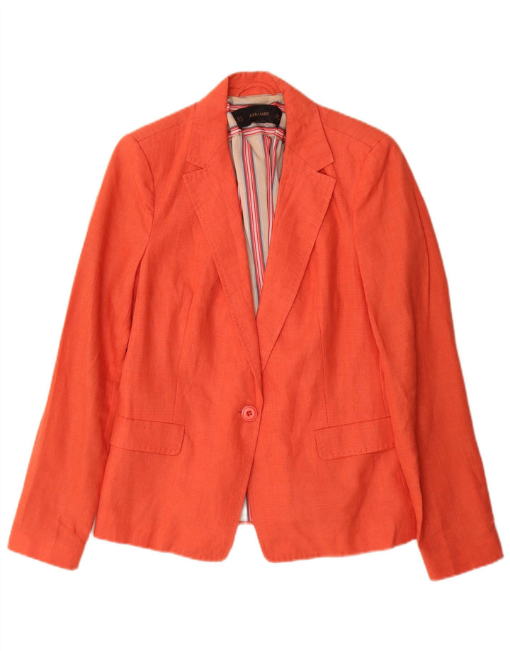 Zara Dame 1 Knap Blazer Jacket UK 12 Medium Orange