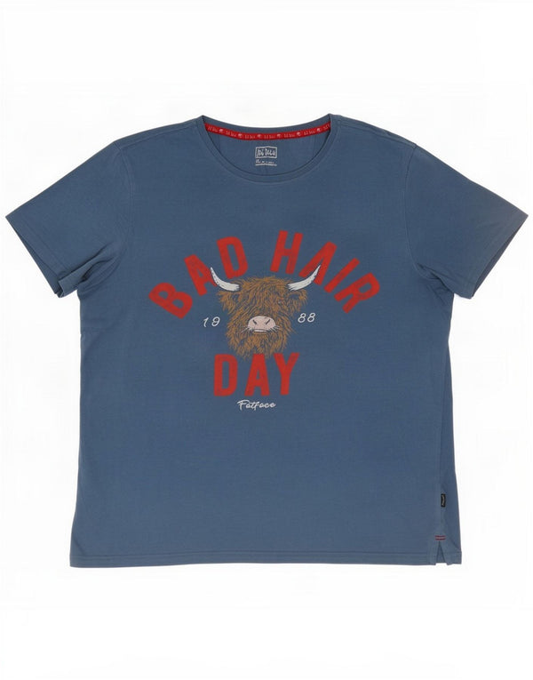 Fat Face Herre grafisk T-shirt Top XL Blå Bomuld