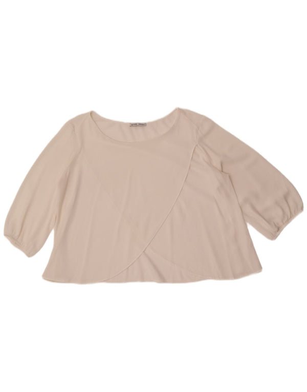 Zara Dame Langærmet Crop Bluse Top UK 16 Large White