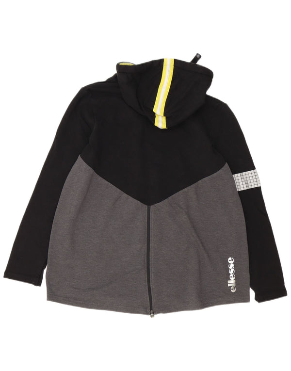 Ellesse Womens Graphic Hoodie Jumper UK 16 Large Grey Colourblock Cotton