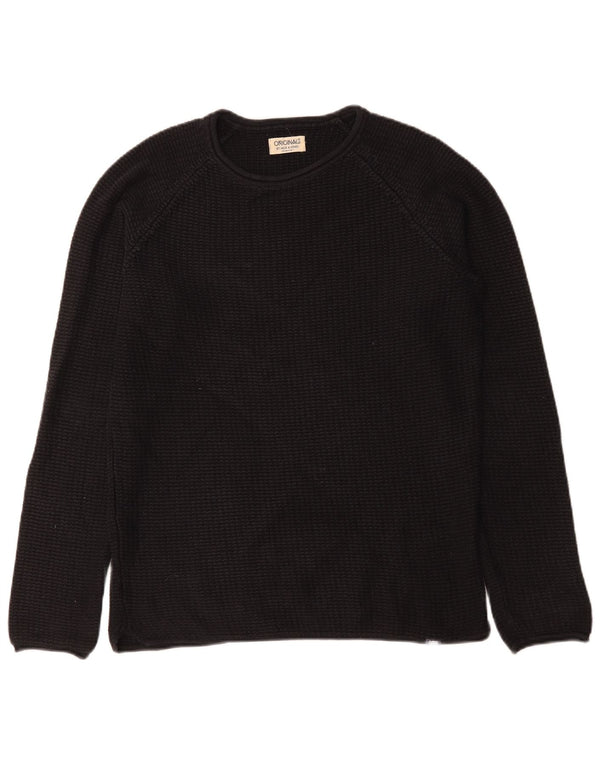 Jack & Jones Herre sweater med rund hals, medium sort bomuld