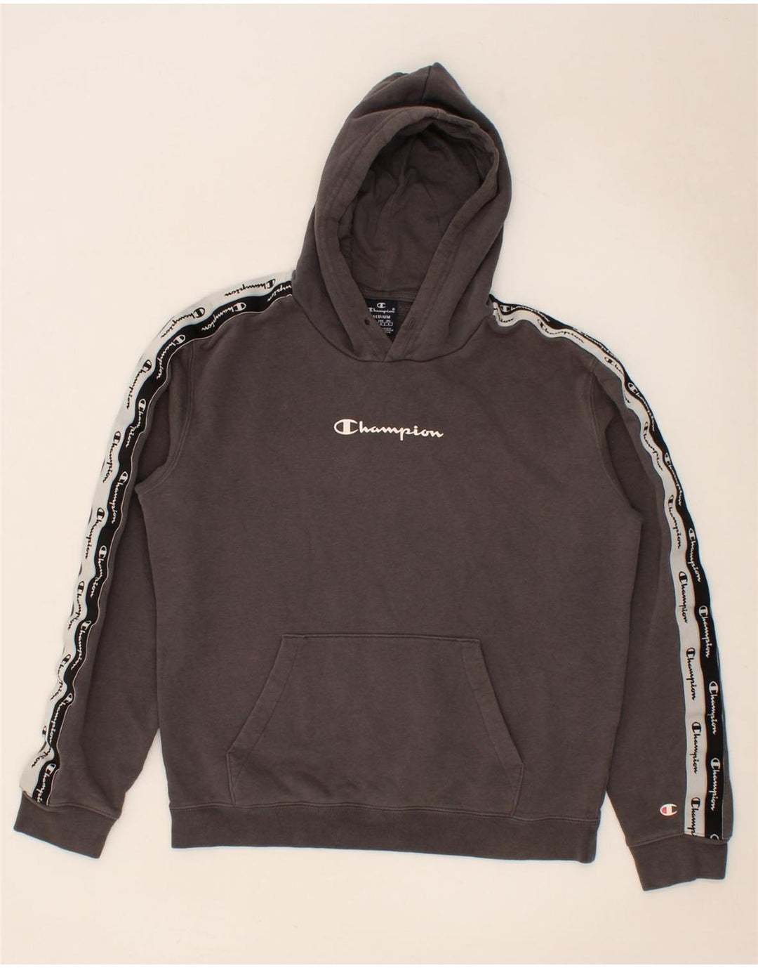 CHAMPION Mens Graphic Hoodie Jumper Medium Grey Cotton Vintage Champion and Second-Hand Champion from Messina Hembry 