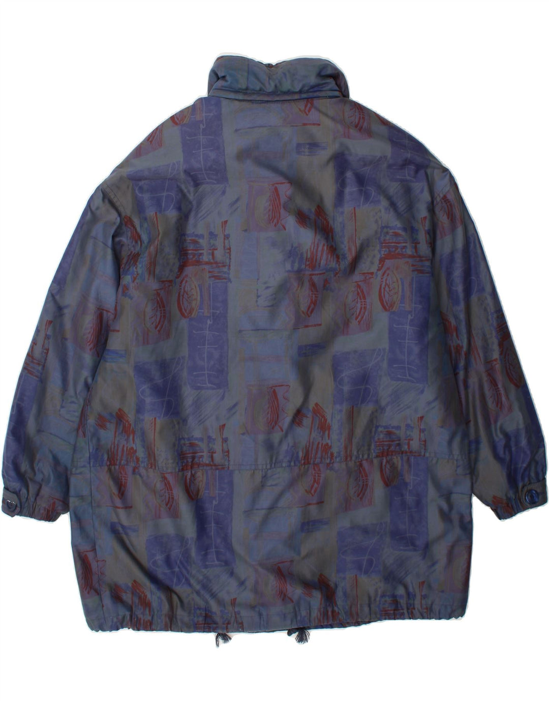 SYMPATEX Womens Abstract Pattern Hooded Windbreaker Jacket UK 20 2XL Blue Vintage Sympatex and Second-Hand Sympatex from Messina Hembry 