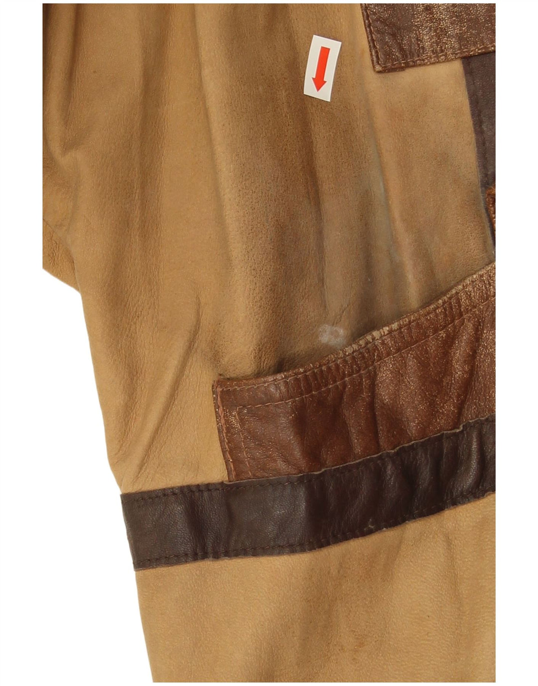 Vintage herre læderjakke UK 44 2XL brun patchwork