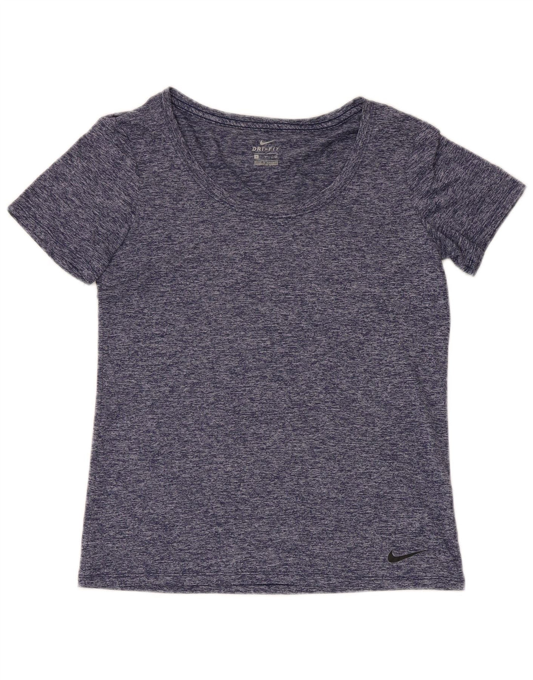Nike Dame Dri Fit T-Shirt Top UK 10 Small Navy Blue Flecked Polyester
