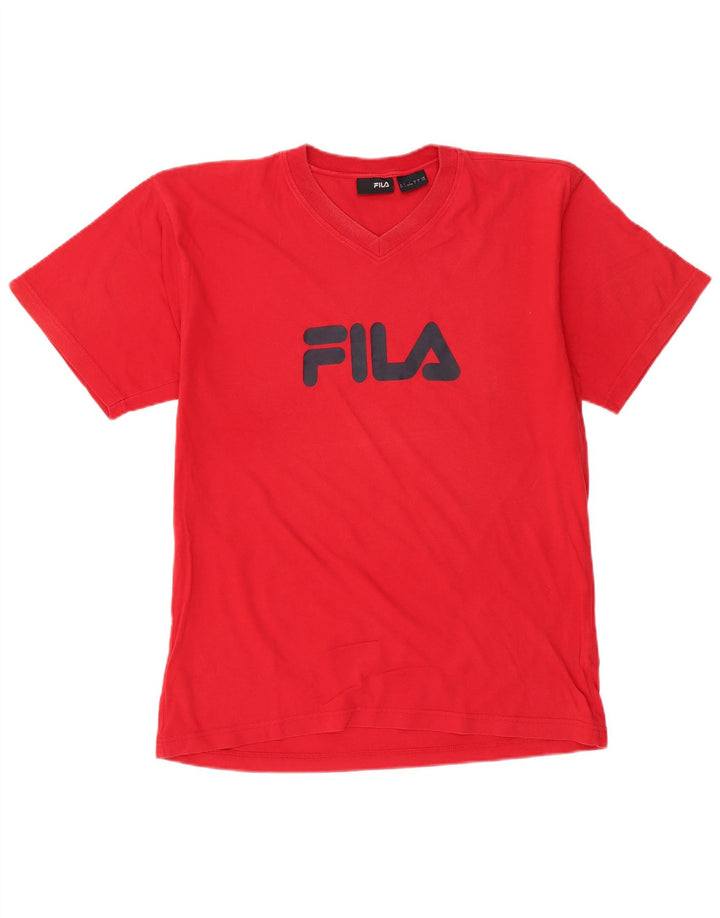FILA Herre Grafisk T-Shirt Top Stor Rød Bomuld
