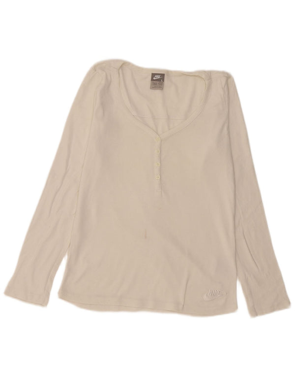 Nike Dame Top Langærmet UK 14/16 Large Off White Bomuld
