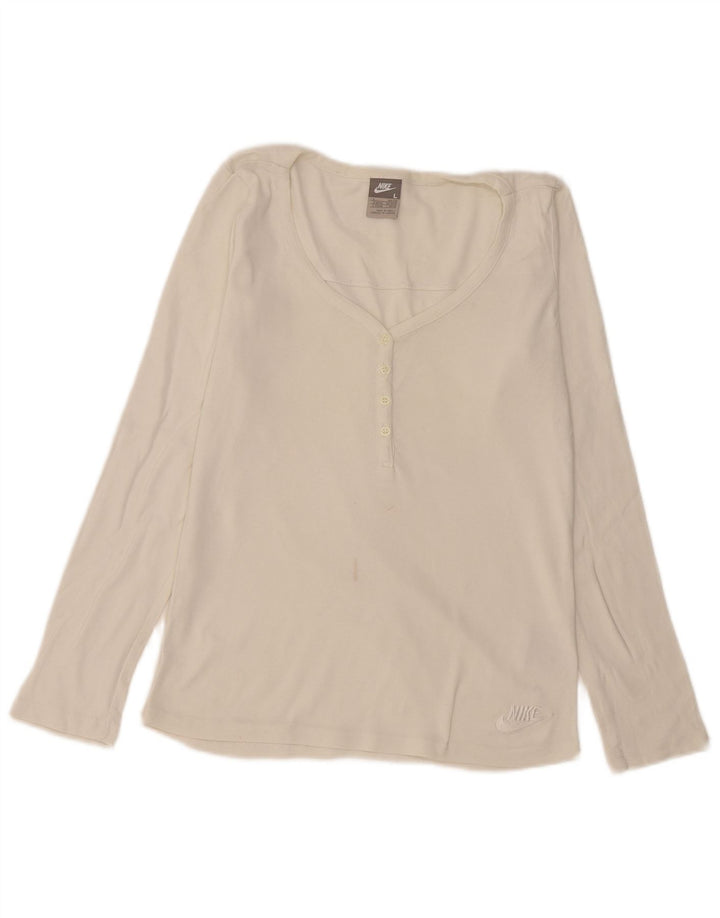 Nike Dame Top Langærmet UK 14/16 Large Off White Bomuld