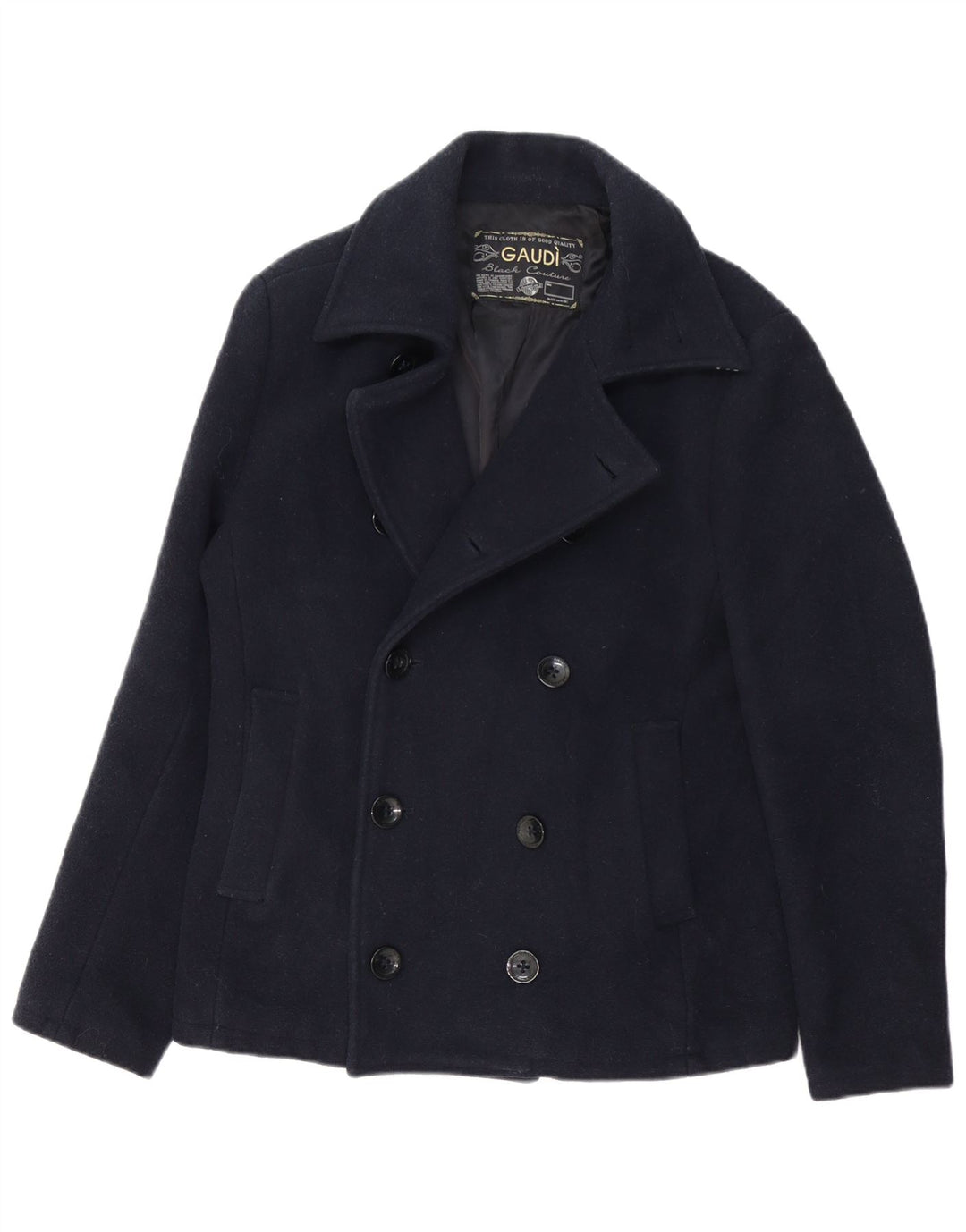 GAUDI Herre Pea Coat UK 40 Large Navy Blue Wool